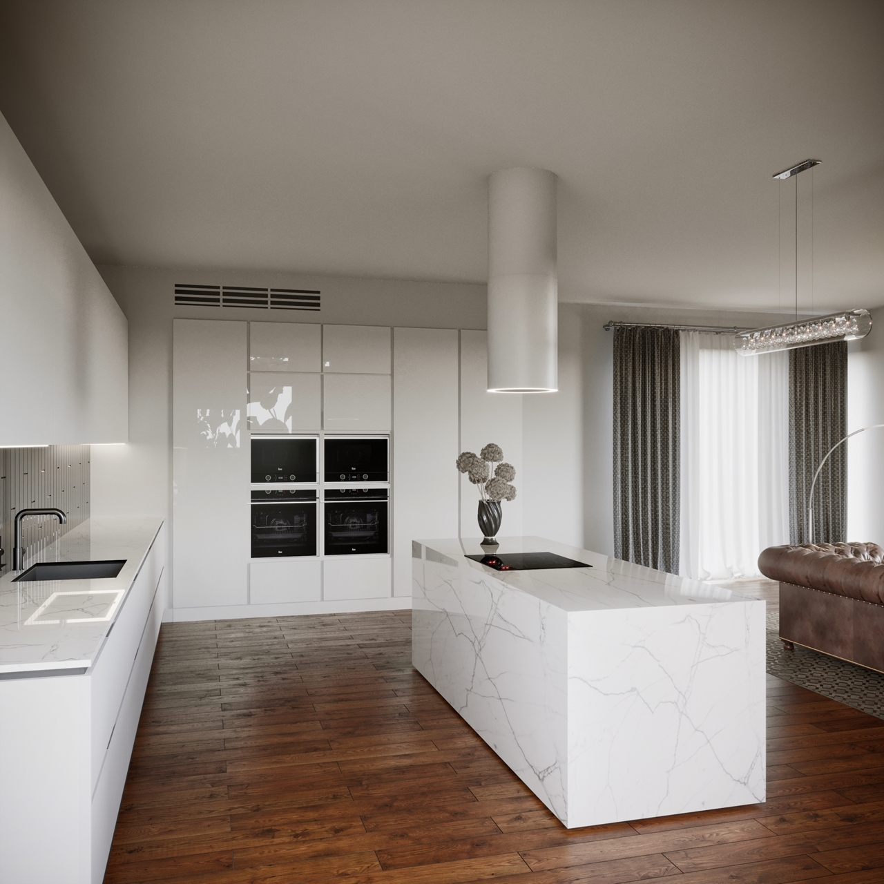 Obrázek Odsavač ostrůvkový Tubus W White (CDW3801B)