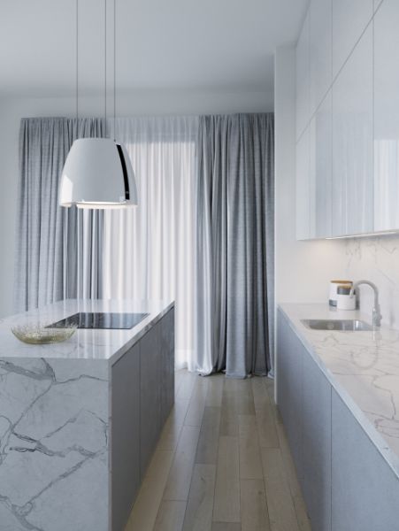 Obrázek Odsavač ostrůvkový Miss W Glossy White (CDW5001B)