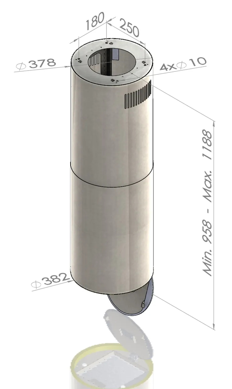 Obrázek Odsavač ostrůvkový Tubus W White (CDW3801B)