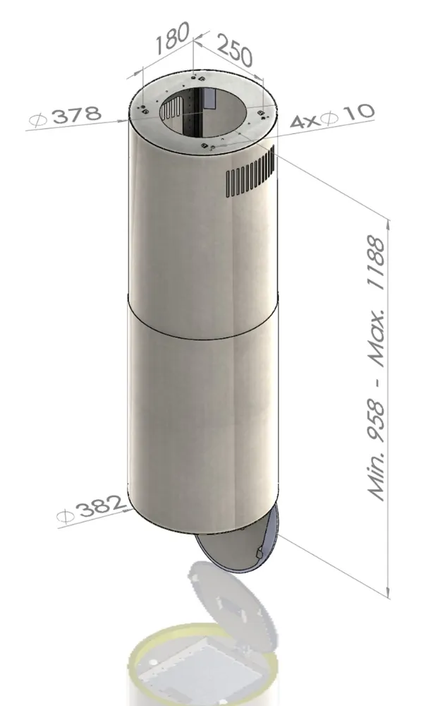 Obrázek Odsavač ostrůvkový Tubus W White (CDW3801B)