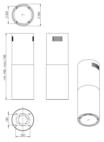Obrázek Odsavač ostrůvkový Tubus W White (CDW3801B)