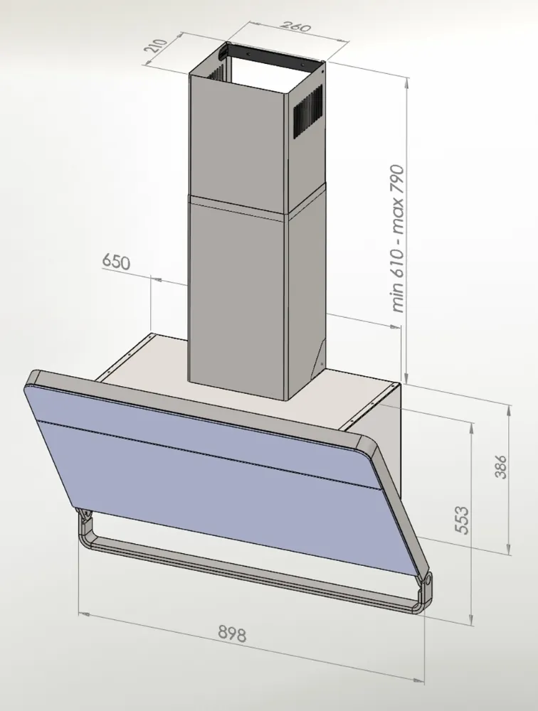 Obrázek Odsavač šikmý komínový Illumia Black (CDP9002C)