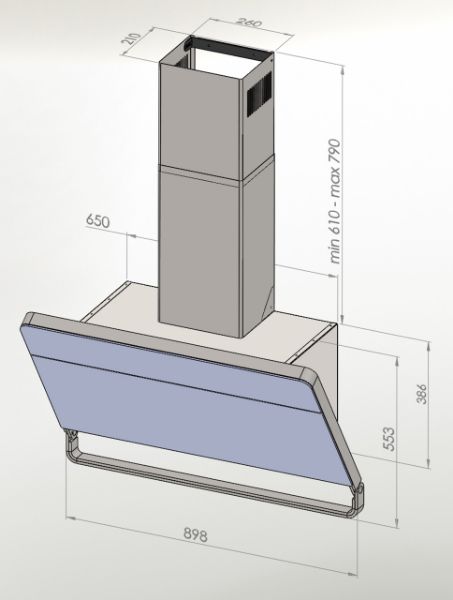 Obrázek Odsavač šikmý komínový Illumia Black (CDP9002C)