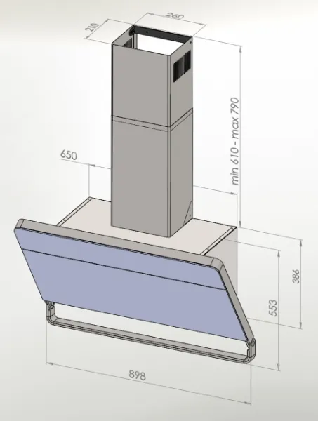 Obrázek Odsavač šikmý komínový Illumia Black (CDP9002C)