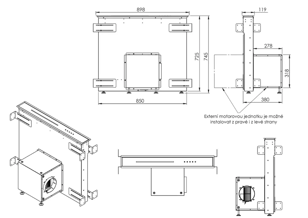 Obrázek Odsavač výsuvný z pracovní desky MOONDRAFT 90 Inox CDB9001IC