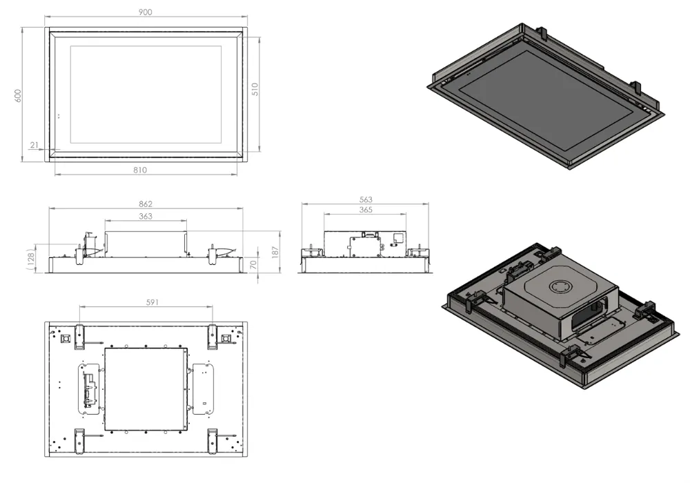 Obrázek Odsavač vestavný stropní SU Frame Black (CDS9002C)