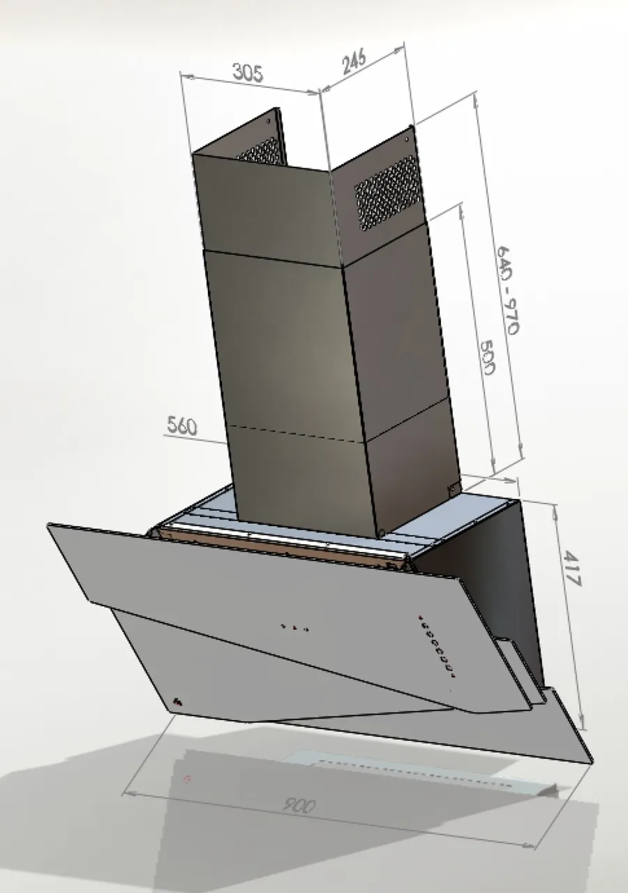 Obrázek Odsavač šikmý komínový Trio Black Inox (CDP9001CI)
