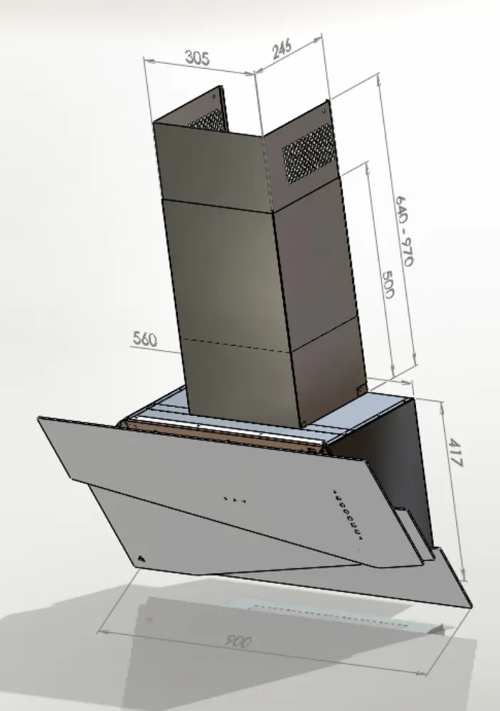 Obrázek Odsavač šikmý komínový Trio Black Inox (CDP9001CI)