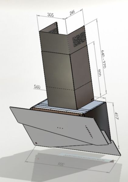 Obrázek Odsavač šikmý komínový Trio Black (CDP9001CC)