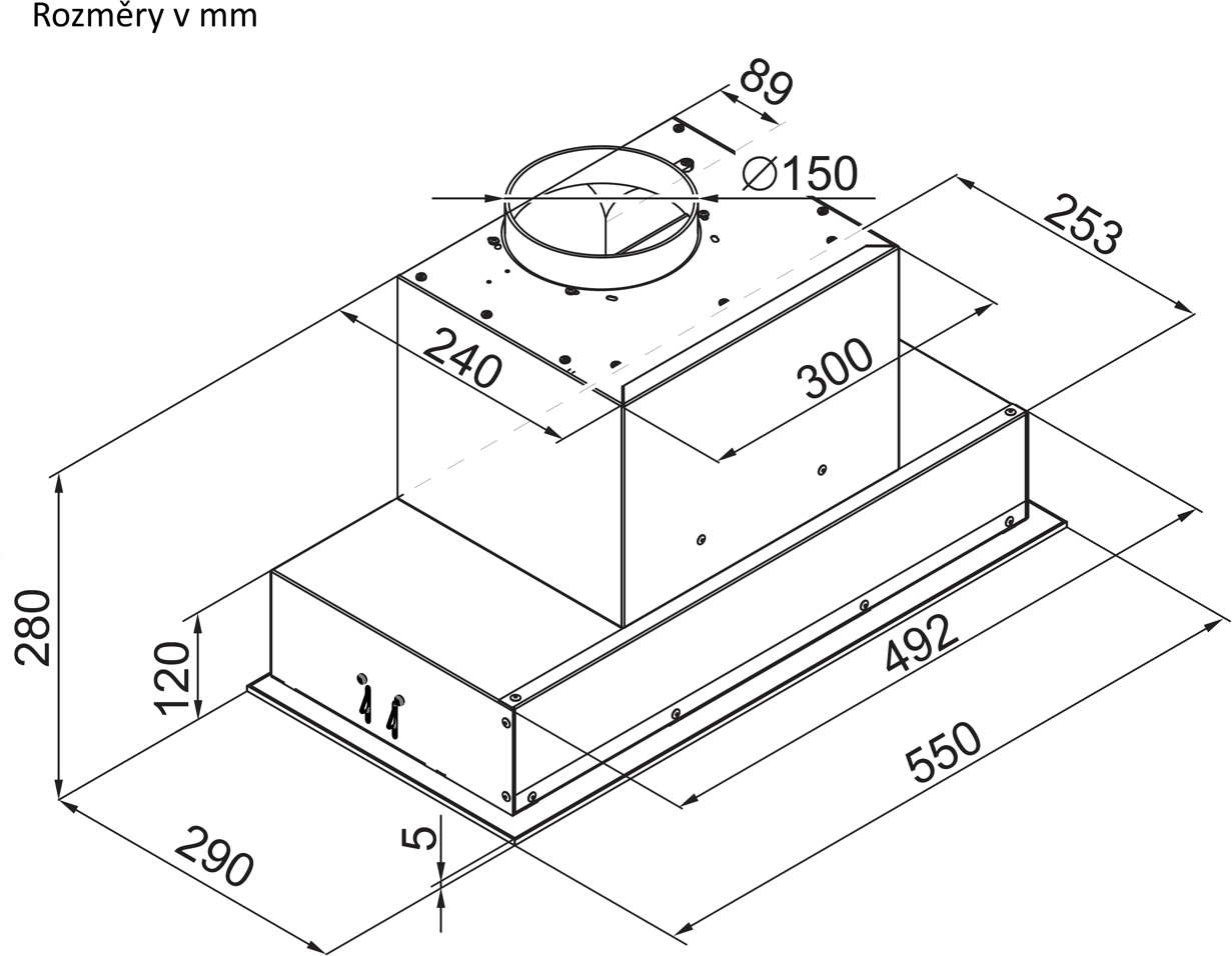 Obrázek Odsavač vestavný do skříňky Aura 55 Black (CDZ5501C)