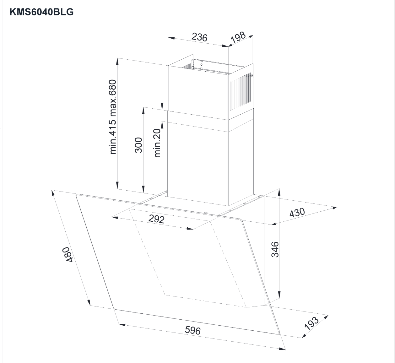 Obrázek ODSAVAČ ŠIKMÝ KOMÍNOVÝ KMS6040BLG