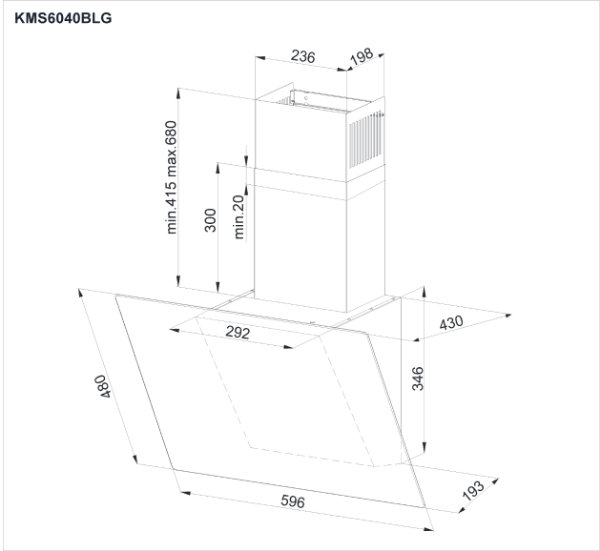 Obrázek ODSAVAČ ŠIKMÝ KOMÍNOVÝ KMS6040BLG