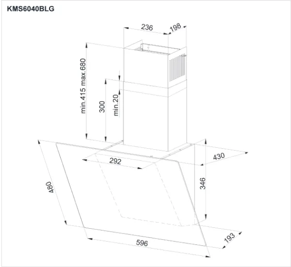 Obrázek ODSAVAČ ŠIKMÝ KOMÍNOVÝ KMS6040BLG