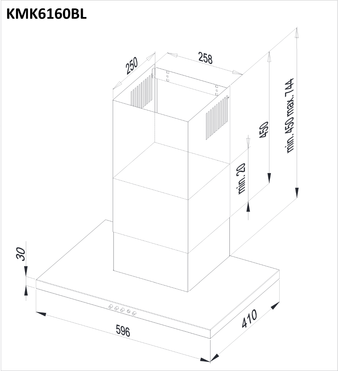 Obrázek Odsavač komínový KMK6160BL