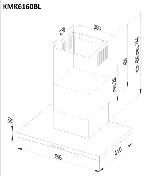 Obrázek Odsavač komínový KMK6160BL