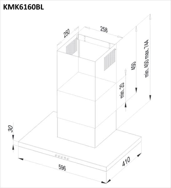Obrázek Odsavač komínový KMK6160BL