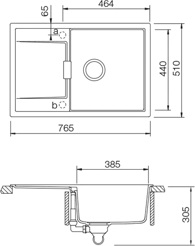 Obrázek Dřez MONO D-100 Bronze (do roviny)