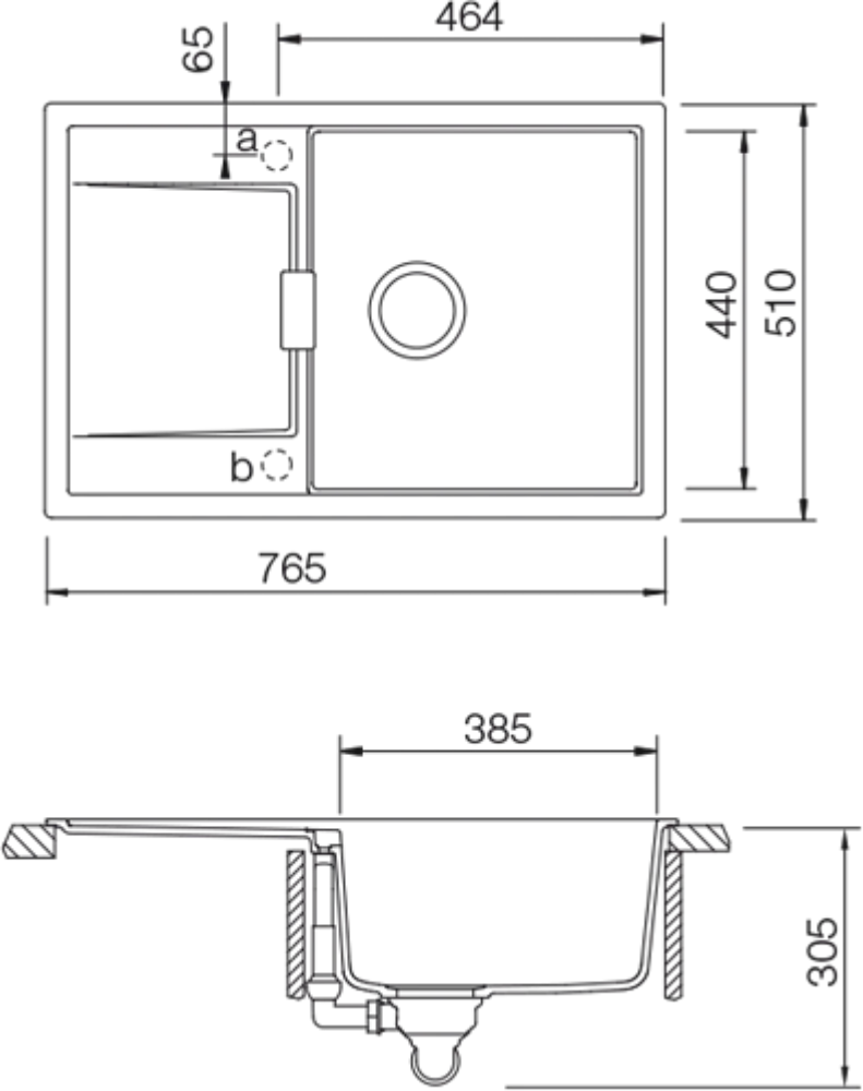 Obrázek Dřez MONO D-100 Stone (do roviny)