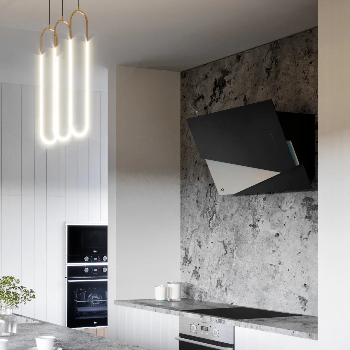 Obrázek Odsavač šikmý komínový Trio Black Inox (CDP9001CI)