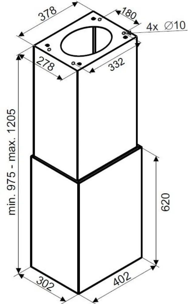 Obrázek Odsavač ostrůvkový Cube W Inox (CDW4001I)