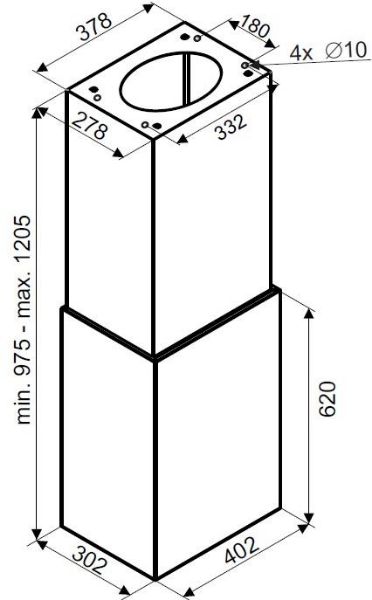 Obrázek Odsavač ostrůvkový Cube W Inox (CDW4001I)