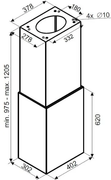 Obrázek Odsavač ostrůvkový Cube W Inox (CDW4001I)