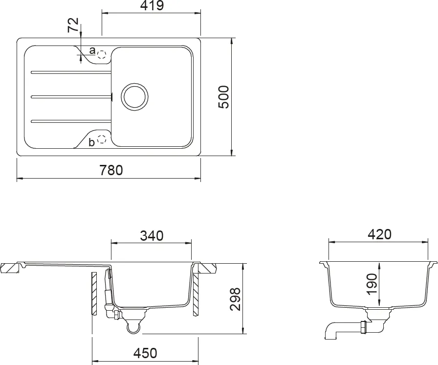 Obrázek Dřez FORMHAUS D-100S NERO Horní uložení