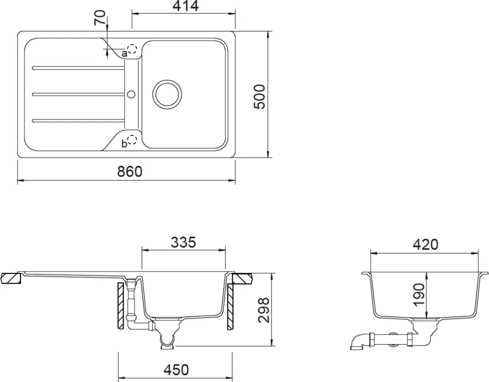 Obrázek Dřez FORMHAUS D-100 CROMA Spodní uložení