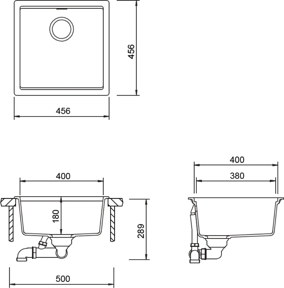 Obrázek Dřez KIRUNA N-100 NIGHT Horní uložení