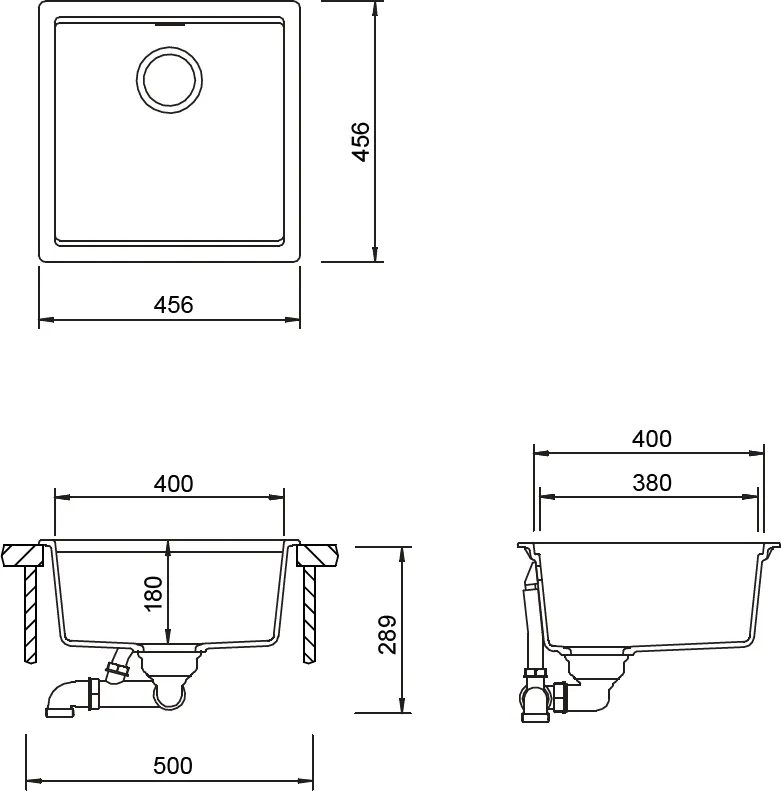 Obrázek Dřez KIRUNA N-100 TWILIGHT Horní uložení
