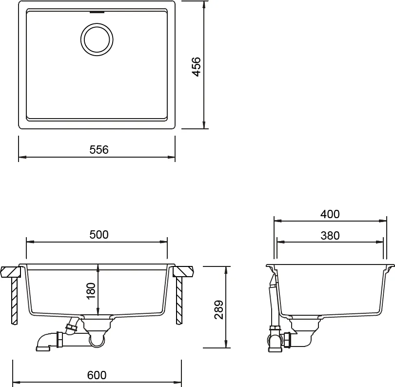 Obrázek Dřez KIRUNA N-100L TWILIGHT Horní uložení