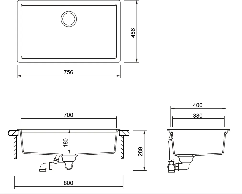 Obrázek Dřez KIRUNA N-100XL DAY Spodní uložení