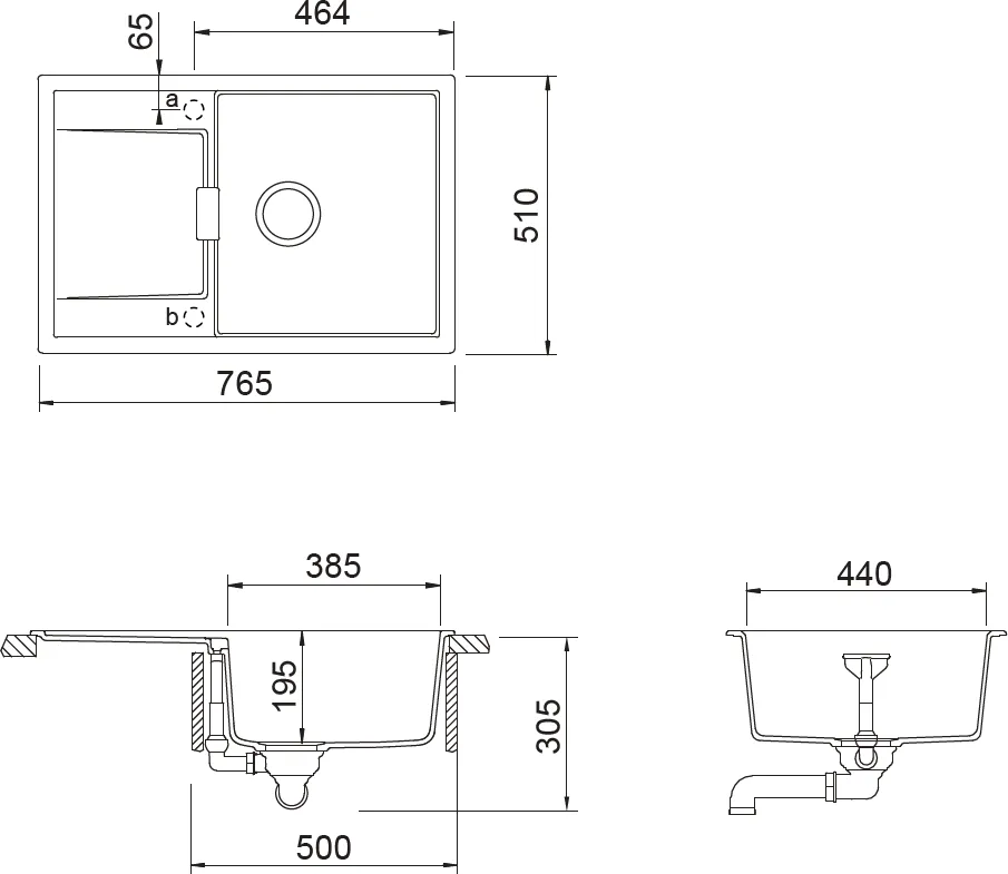 Obrázek Dřez MONO D-100 DUSK Horní uložení
