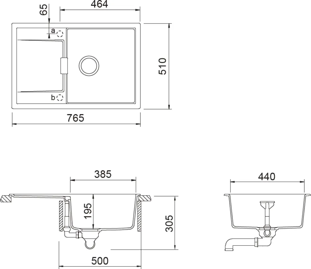 Obrázek Dřez MONO D-100 DUSK Horní uložení