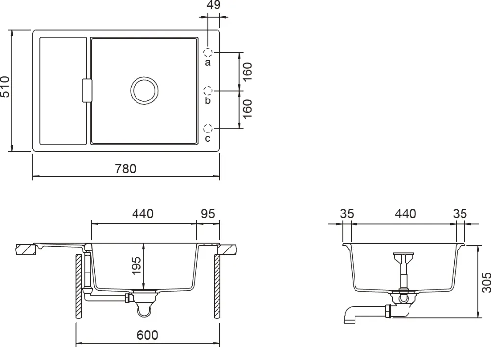 Obrázek Dřez MONO D-100XS DUSK Spodní uložení