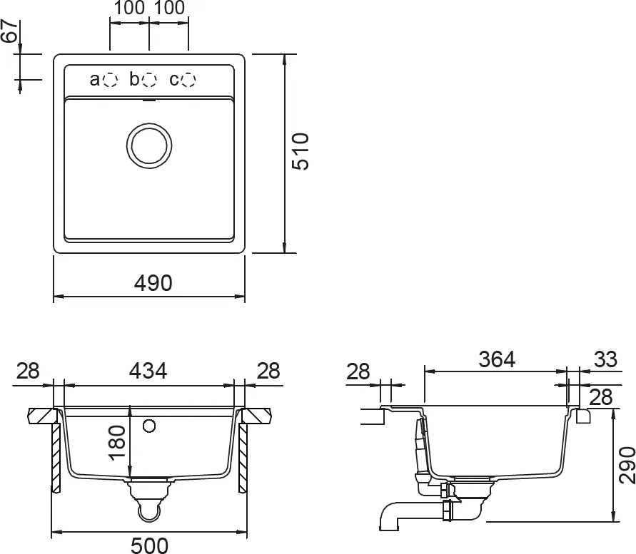 Obrázek Dřez MONO N-100S DUSK Horní uložení