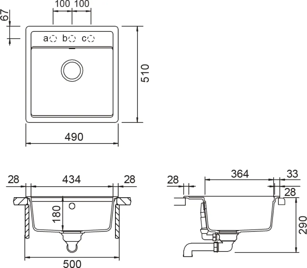 Obrázek Dřez MONO N-100S DUSK Horní uložení