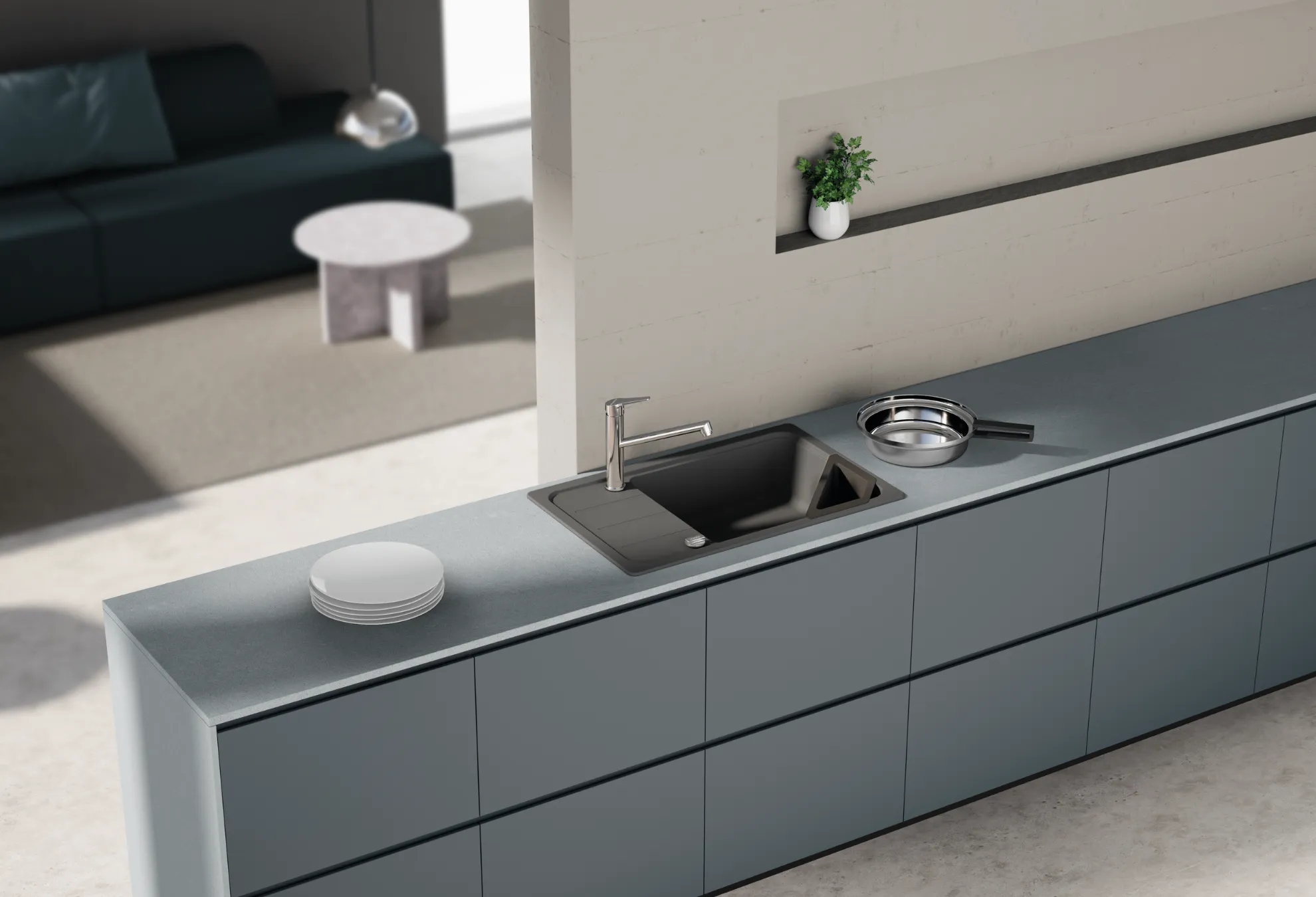 Obrázek Dřez FORMHAUS D-100LS ASPHALT Spodní uložení