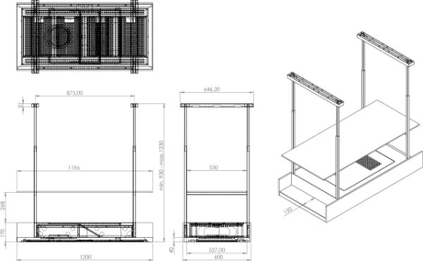 Obrázek Odsavač ostrůvkový MINIMAL 1.120 Black CDW1201C