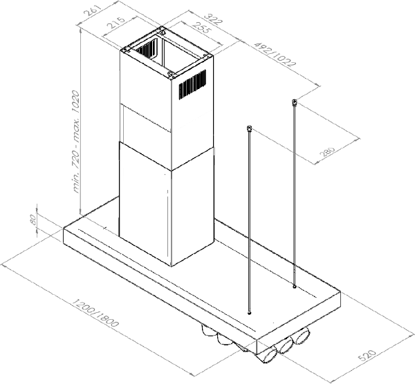 Obrázek Odsavač ostrůvkový MINIMAL 2.180 Black CDW1802C+U