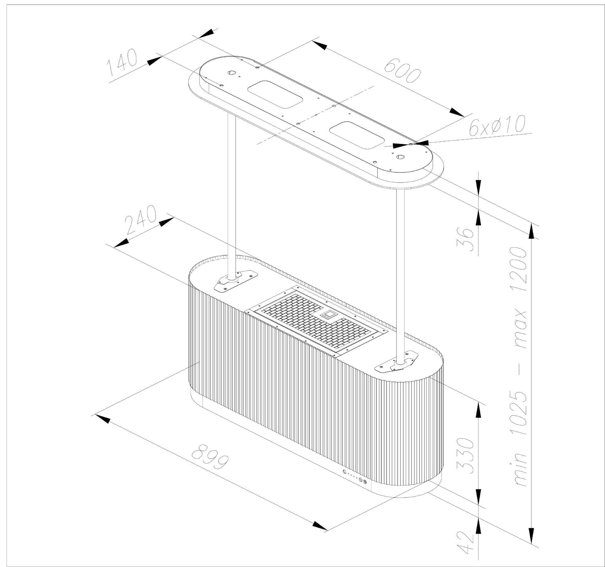 Obrázek Odsavač ostrůvkový MONO W Black CDW9001B
