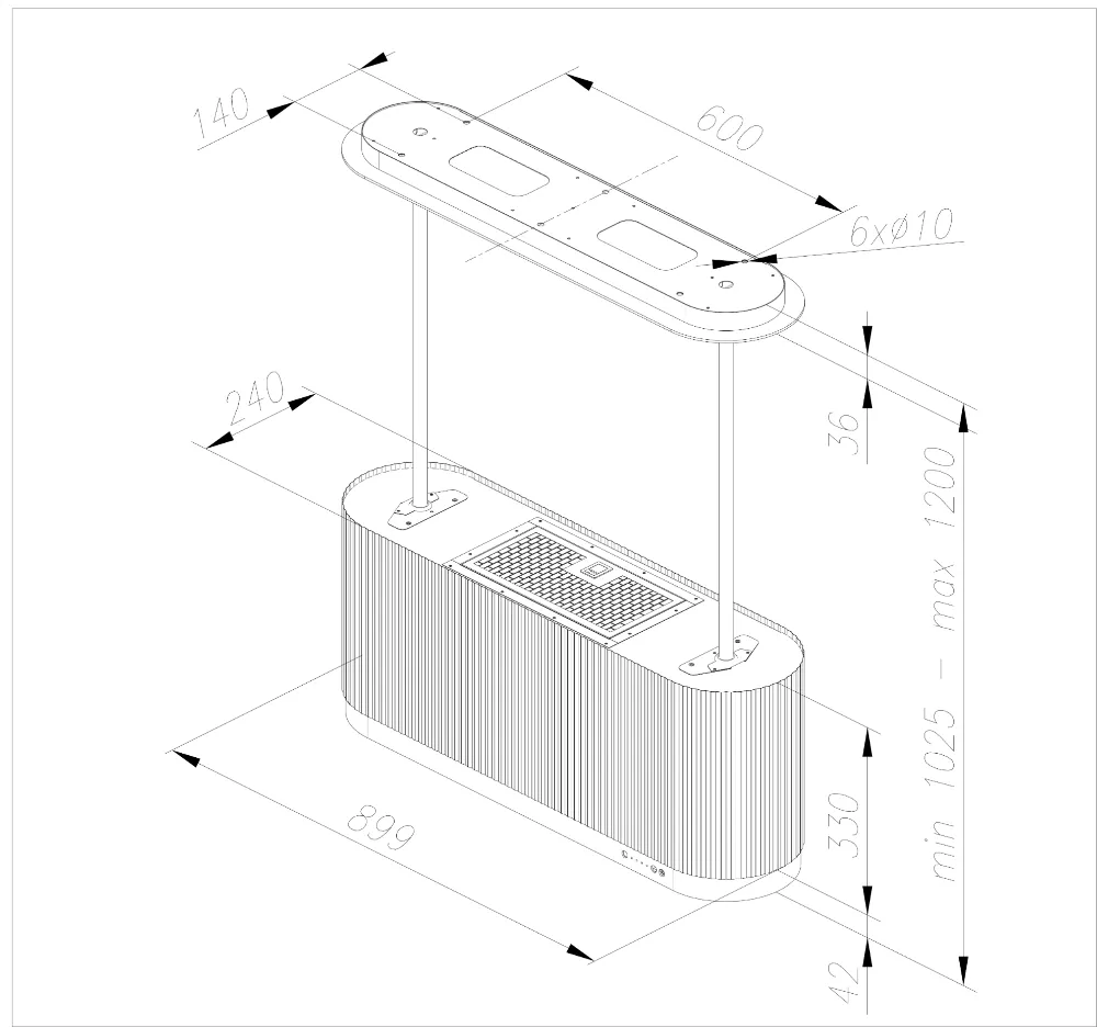 Obrázek Odsavač ostrůvkový MONO W Ecru CDW9001E