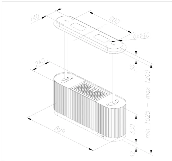 Obrázek Odsavač ostrůvkový MONO W Green CDW9001GR