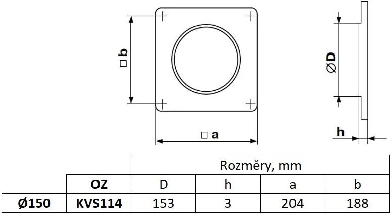 Obrázek Příruba nástěnná fi 150 mm, bílá