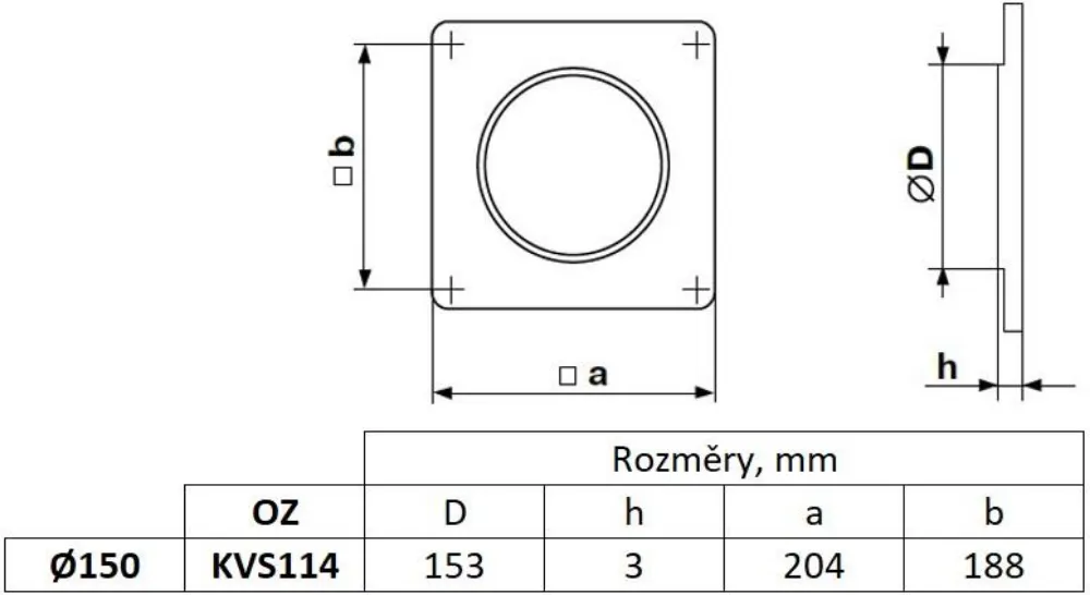 Obrázek Příruba nástěnná fi 150 mm, bílá