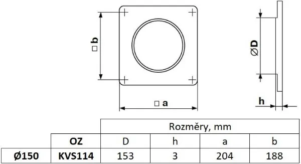 Obrázek Příruba nástěnná fi 150 mm, bílá