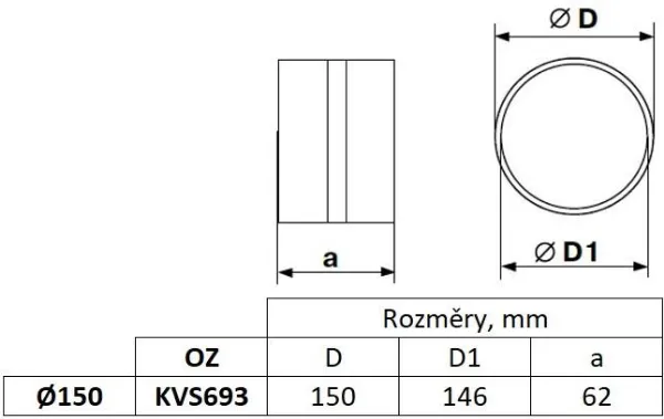 Obrázek Spojka, kanál kulatý fi 150 mm