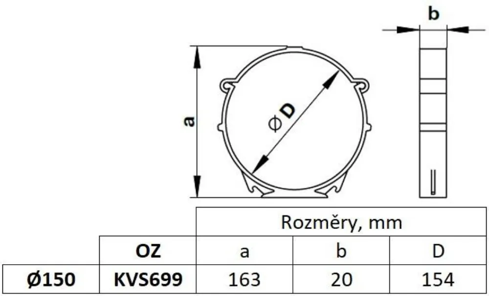 Obrázek Upevňovací konzola pro kruhové potrubí 150 mm, bílá