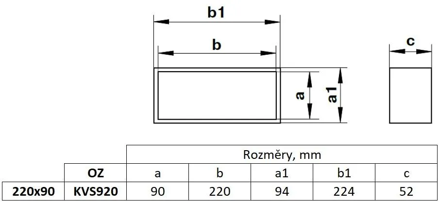 Obrázek Spojka, kanál plochý 220x90 mm, bílý