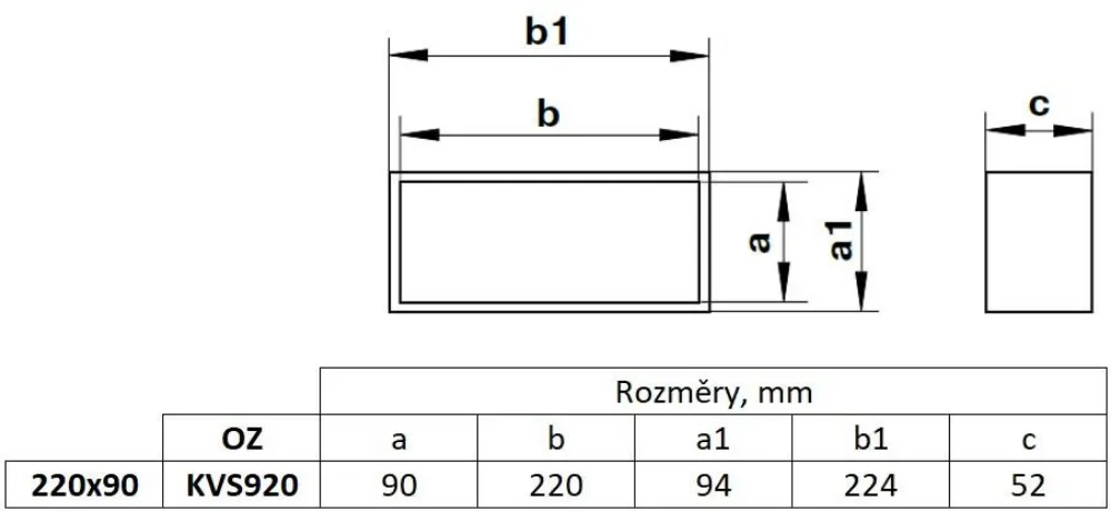 Obrázek Spojka, kanál plochý 220x90 mm, bílý